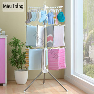 Cây phơi đồ gấp gọn 3 tầng inox có móc kẹp xoay 360 độ - Sào phơi đồ cho bé sơ sinh xếp gọn - Giá máng khăn vớ tất - Sào treo quần áo inox - Sào phơi đồ thông minh