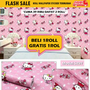 ( DAPAT 2 ROLL ) BELI 1 GRATIS 1 Wallpaper Stiker Dinding Motif Dan Karakter Premium Higth Quality Size 45cm X 4M Doraemon Hello Kity GH034