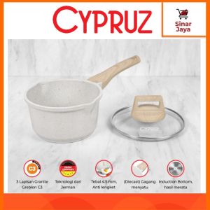 CYPRUZ Sauce Pan 16cm 18cm / Panci Susu White Granite Diecast Series (Anti Lengket Lapisan Granite Bisa Induksi)