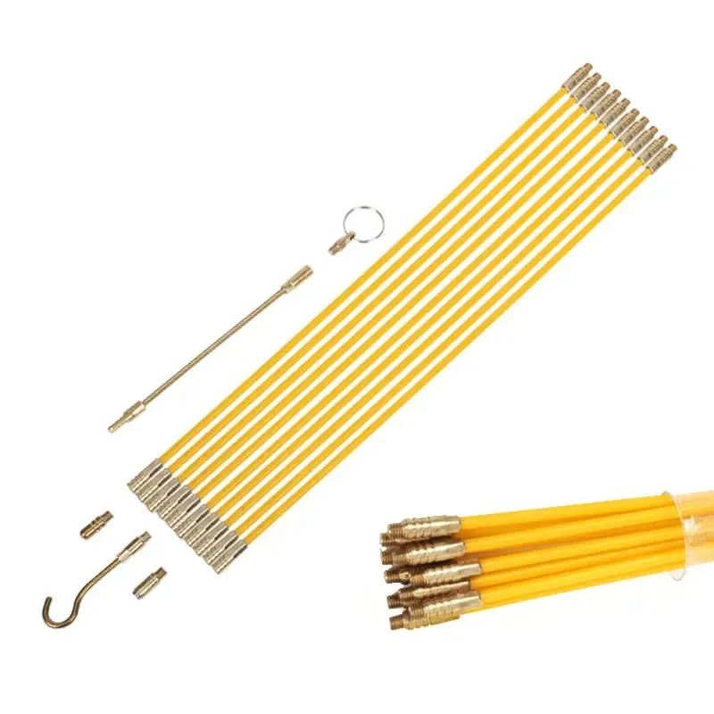 Pull Rod Electrical 10PCs 45cm / 33cm Fiberglass wire cable push puller running rods fish ...