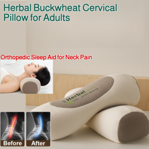 Adult Cervical Spine Buckwheat Pillow  Herbal Buckwheat Filling With Traction Feature Orthopedic Sleep Aid For Neck Pain