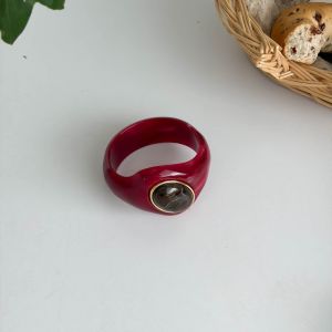 DOHOHO Oval Irregular Resin Bracelet Thick Stone Inlay Chunky Bracelet Exaggerated Wide Bangle Gifts