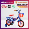 Basikal Budak Saiz 12 Inci / 12" Inch Bicycle Kids / Basikal Kanak Kanak / Basikal 12 Inci Untuk Umur 2-4 Tahun. 