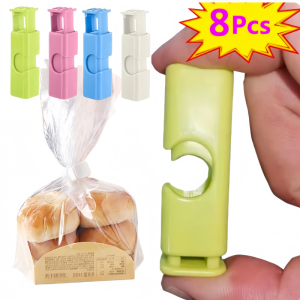 8Pcs Squeeze Bread Bag Clips Reusable Food Sealing Clips Snack Wrap Bags Clips Kitchen Organization Sealing Clamp Food Preservation Clip Sealing Clip