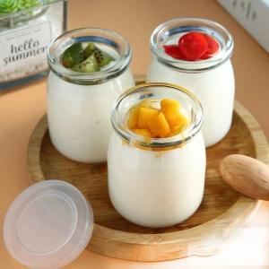 200ml Pudding Bottle Glass Jars Clear Yogurt Jars with Lids Pudding Container Jar Cover Pudding Jar