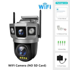 6K 12MP WiFi Camera Dual Lens 3 Screen Outdoor Wireless IP Camera CCTV Audio Auto Tracking Color Night Vision