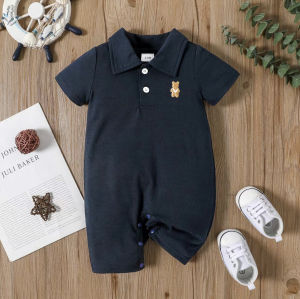 Romper Bayi Kerah Bordir Bear / Baju Bayi Romper Kerah Bordir SNI