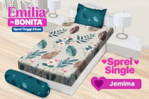 SPREI BONITA EMILIA SINGLE UK 120X200 MOTIF MINIMALIS DAN BUNGA