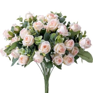 WCYC Bridal Bouquets Party Supplies Wedding Ornament Floral Arrangement Simulation Plants Leaves Artificial Eucalyptus Rose Lifelike Flowers