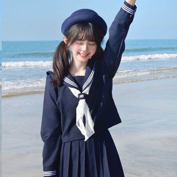 【AT-JK】 Navy Sailor Outfit Japanese Style School Uniform Skirt Girls JK ...