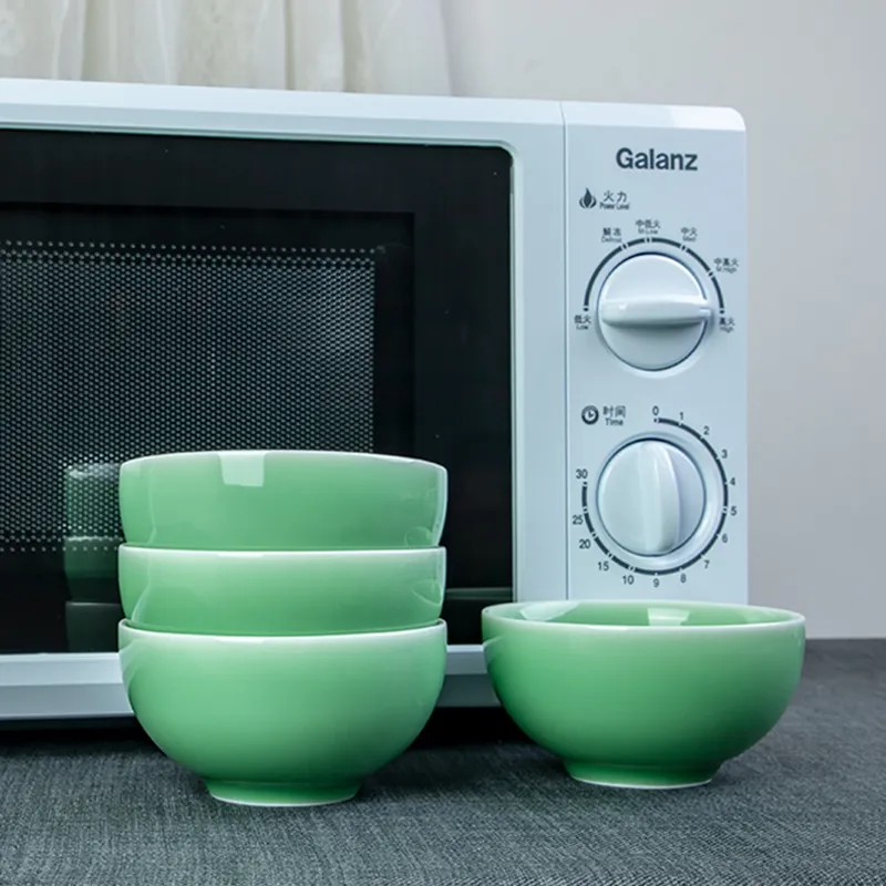 Celadon Green Porcelain Salad/Cereal Bowls - 8 Oz, 4.3 Inch, Microwave & Dishwasher Safe