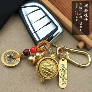 Keychain Pendant Five Fortunes Gathering Wealth Pendant Ancient Style Turning Zodiac Keychain