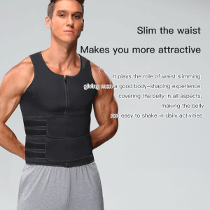 Mens Shapewear Sweat Belt Belt Zipper Vest Waist Trimming Rubber Corset