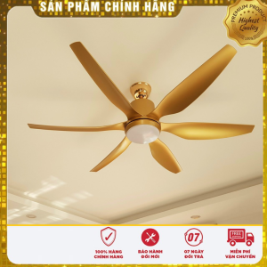 [ CÓ CÁP AN TOÀN ]Quạt Trần Đèn 6 Cánh Màu Vàng Sải Cánh 1m47 Động Cơ DC  Siêu Mát Điều Khiển 6 Tốc ĐộĐèn Led Sáng 3 MàuTrang Trí Phòng Khách