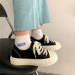 รองเท้าผ้าใบ สีขาว สไตล์เกาหลี แฟชั่นสำหรับผู้หญิง