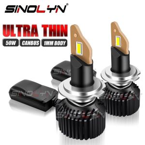 Sinolyn P1 50W 1mm Canbus LED Bulb Headlight H7 H4 H1 H11 D2 9005 9006 Ultra Thin Turbo Led Lamp For Lens 6000K 8700LM Car Light