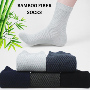Kaos Kaki Panjang Kerja Polos Serat Bambu Arang Bamboo Formal Fiber Quarter Sock Breathable Halus Empuk Anti Bau Lembap Kesehatan