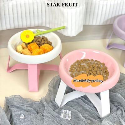 STAR FRUIT ชามน้ำดื่มสำหรับสัตว์เลี้ยงที่ดูดีป้องกันการงอป้องกันสุขภาพคอแมว