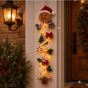 【Ready Stock】Glowing Christmas Door Hanger Decorations for Walls Windows Covered Porches Santa Claus Snowman Christmas angel