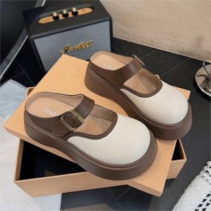 SHO-G200💥 รองเท้าคัชชูแฟชั่นสไตล์ญี่ปุ่น รองเท้าแบบสวมเปิดส้น สีพื้นมินิมอล มีสายคาด งานยางพื้นนิ่ม ใส่สบาย