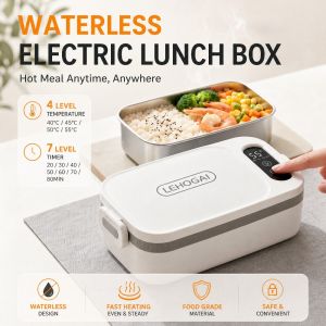 Portable Electric Heated Lunch Box Silent Heating Wireless Insulation USB Charging Thermal Lunch Box