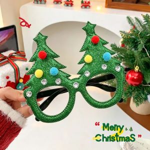 Christmas Glasses Glitter Party Glasses Frames Xmas Eyeglasses for Christmas Party Holiday Photo Booth New Year Decoration