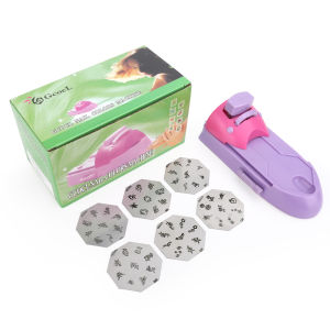 DECINIEE Manual Nail Art Printing Machine with 6pcs Metal Stamping Plates Manicure Nail Color Draw Polish Nail Printer Set Tool