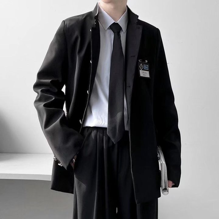 Slim Fit Double Collar Suit Jacket Japanese Style Traditional Tunic Coat  School Uniform