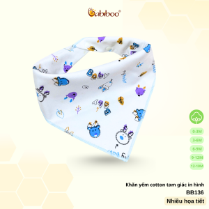 Yếm ăn dặm cho bé BABIBOO khăn yếm tam giác cotton 2 lớp- BB136