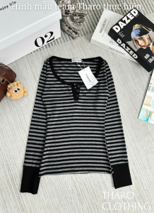 Áo Nữ Sọc Tay Dài Bo Đen - Tharo Clothing [AO00315]