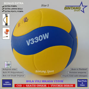 Bola Voli Mikasa V330W Original Thailand Bola Voly Size5 Dewasa Empuk Kualitas Premium