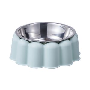 Tiaioi ชามอาหารสัตว์เลี้ยง ชามแมวยกสูง ป้องกันกระดูกสันหลังคอ ชามสแตนเลส 2ชั้น ทําความสะอาดง่าย
