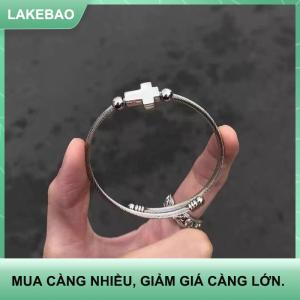 【LAKEBAO】 Cổ Điển Chữ Thập Quyến Rũ Vòng Đeo Tay Bạc Cá Tính Vài Vòng Đeo Tay Có Thể Điều Chỉnh Titan Thép Tôn Giáo Vòng Đeo Tay Cho Phụ Nữ