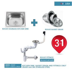 Kitchen Sink Ruvati  decor Stainless Steel USA 50x40x20cm with high grade Fittings