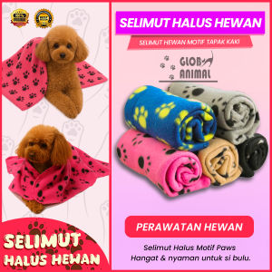 SELIMUT HALUS HEWAN MOTIF TAPAK KAKI alas tidur anjing kucing bantal
