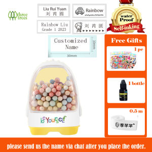 threetrees Customized Name Stamp Luxury Set For Kids Cartoon Penguin Design Students Name Seal Kindergarten Clothes Waterproof Name Chop Seal 儿童名字衣服防水印章