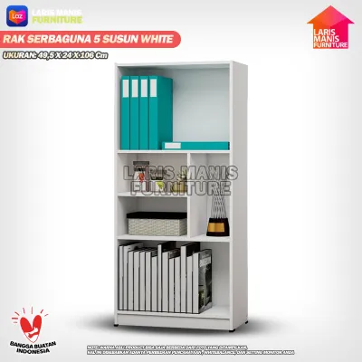 LEMARI RAK BUKU SERBAGUNA RSG 5 RAK KAYU TERBARU MURAH RAK 5 SUSUN DENGAN PINTU RAK SERBAGUNA MINIMALIS