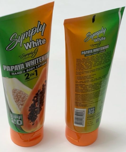 Simply White, Papaya Whitening Lotion with SPF 20, ( Pack of 2 ; 100ml
