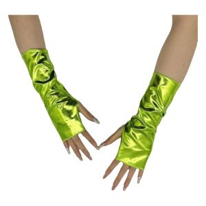 HENGI Imitation Leather Punk Style Short Gloves PU Leather Solid Color Rock Gloves Fashion Arm Sleeves Party Show Dancing Gloves Women