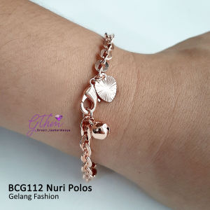 Gelang Tangan Nuri Polos Bahan Tebal Berbobot Anti Karat Gold Plated Perhiasan Fashion Kualitas Premium BCG112 GTHM