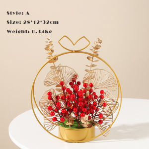 Vision Chinese New Year Decor Flower Spring Festival Desktop Artificial Flower Living Room Fortune Flower Red Holly Fruit for CNY Decorations Wedding Floral Decoration Home Gifts
