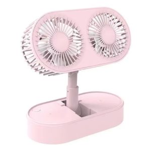ESFDGL Folding  Small Fan Dual Motor Telescopic Electric Fan USB Rechargeable Mini Table Fan Summer Gift