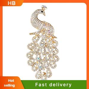 HB Fashion Luxury Peacock Brooch Rhinestone Decor For Women Jewelry Best Gift For Birthday Engagement Elegant Coat Pin