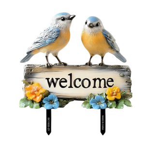 Lovely Bird Shape Welcome Yard Sign Ground Stake Rural Outdoor Decoration PVC Stake Perfect For Seasonal Celebration
