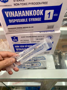 Vinahankook Bơm tiêm sử dụng 1 lần Vinahankook 1ml/cc hộp 100 cây dùng trong cơ sở y tế bệnh nhân