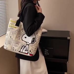Large Capacity Canvas Tote Bag Womens Commuter Shoulder Bag Cartoon Design Summer New Style Japanese Style Casual Handbag㏇0706