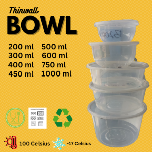Thinwall 750 ml Bowl + Tutup / Thinwall Mangkuk Bulat / Thinwall Bowl 750ml ISI 25