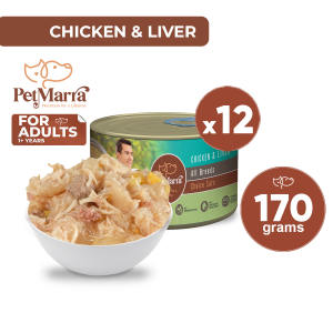 PetMarra Choice Cuts Adult Dog Wet Food Can Chicken and Liver 170g BUNDLE OF 12