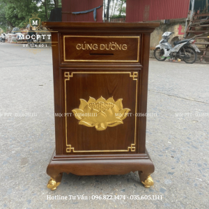 Hòm Công Đức gỗ Hương Đá kích thước 40 x 50 x 80 Cm