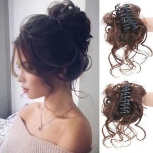 kuibiw ดังโงะเกล้าผม ที่ครอบผม มวย ที่รัดผมแบบยืดหยุ่น ขนมปังผมสังเคราะห์ วิกผมสีน้ำตาลดำ ที่ต่อผม ที่มัดผมกรงเล็บ อุปกรณ์เสริมผม ขนปุยฟู มวยหยิกยุ่ง สำหรับผู้หญิง